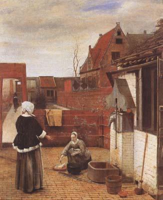 Pieter de Hooch A Woman and her Maid in a Coutyard (mk08) oil painting image